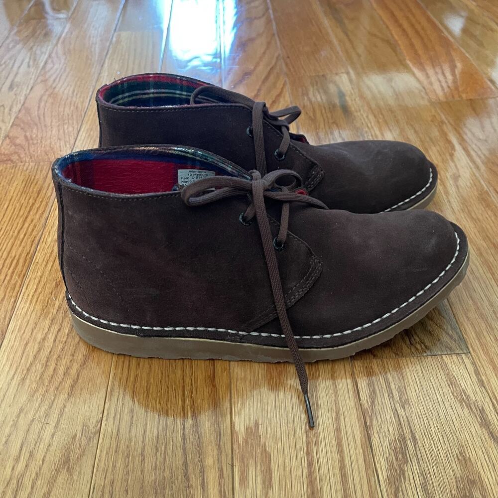 L.L. Bean Stonington Suede Chukka Boots Brown Flannel Lined Womens 10 M